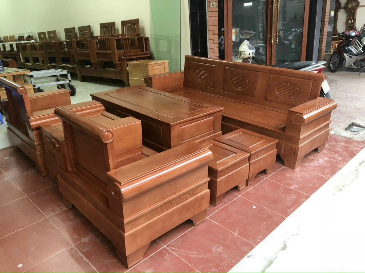 Bộ sofa gỗ phòng khách 7 món